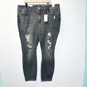 Judy Blue Women’s Skinny Fit Distressed Black Gray Plus Size 24W NEW